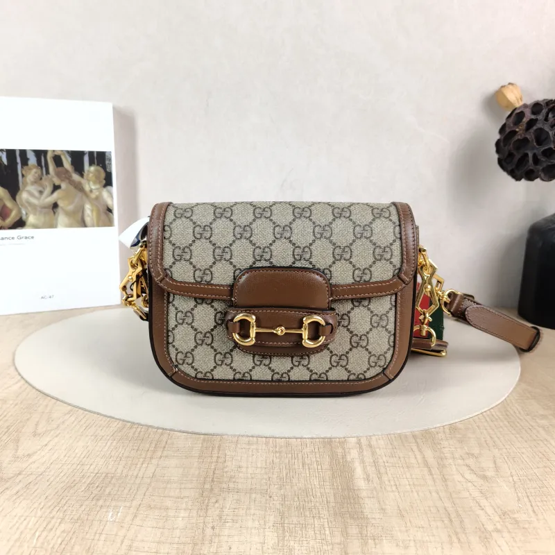 GUCCI Crossbody Bag Horsebit 1955 Horsebit Small Monogram PVC Small 20.5 × 5 × 14.5 cm