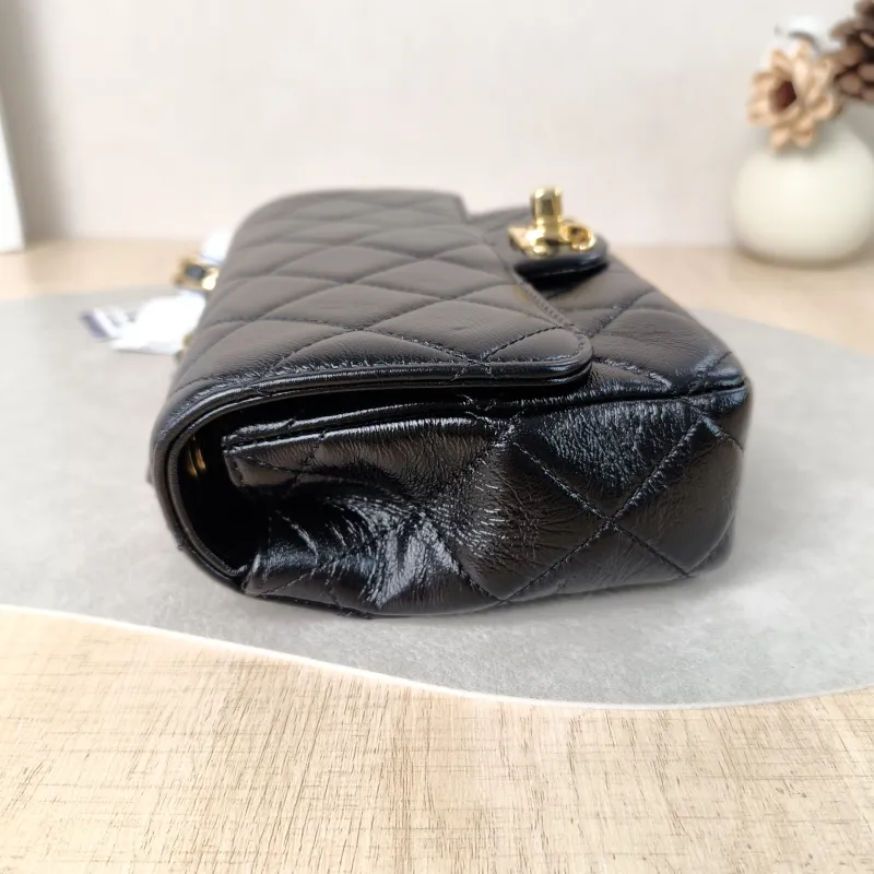 Chanel Shoulder Bag cf mini Black Waxed Leather mini 20 × 5 × 12 cm — detail view 9 of 12