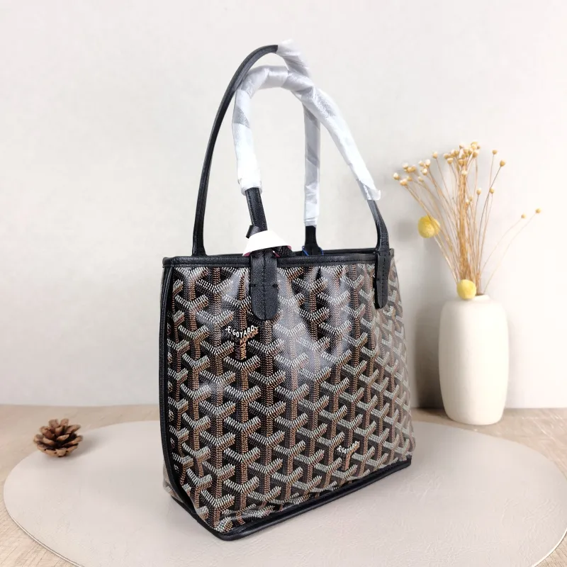 GOYARD Top Handle Bag ANJOU Shopping Tote Black ine Canvas Mini 19.5 × 9 × 19.5 cm — cover view 4 of 5