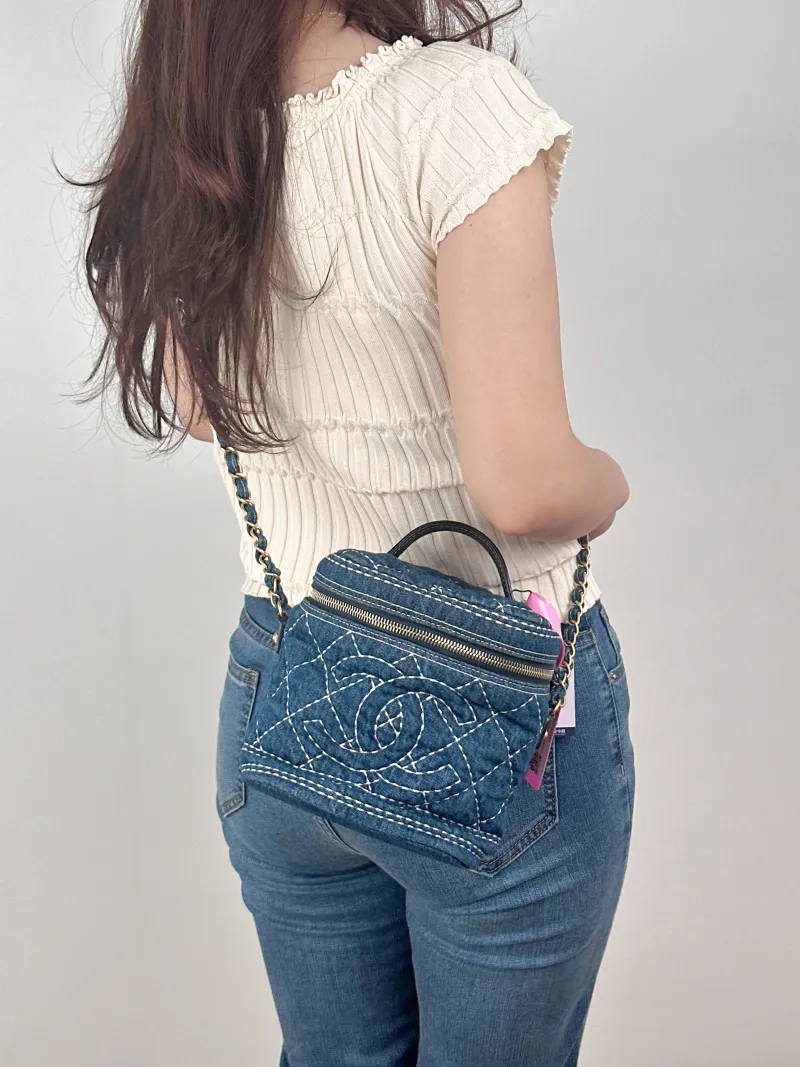 Chanel Top Handle Crossbody Bag Blue One Size17 × 13 × 18 cm — on-model view 2 of 2
