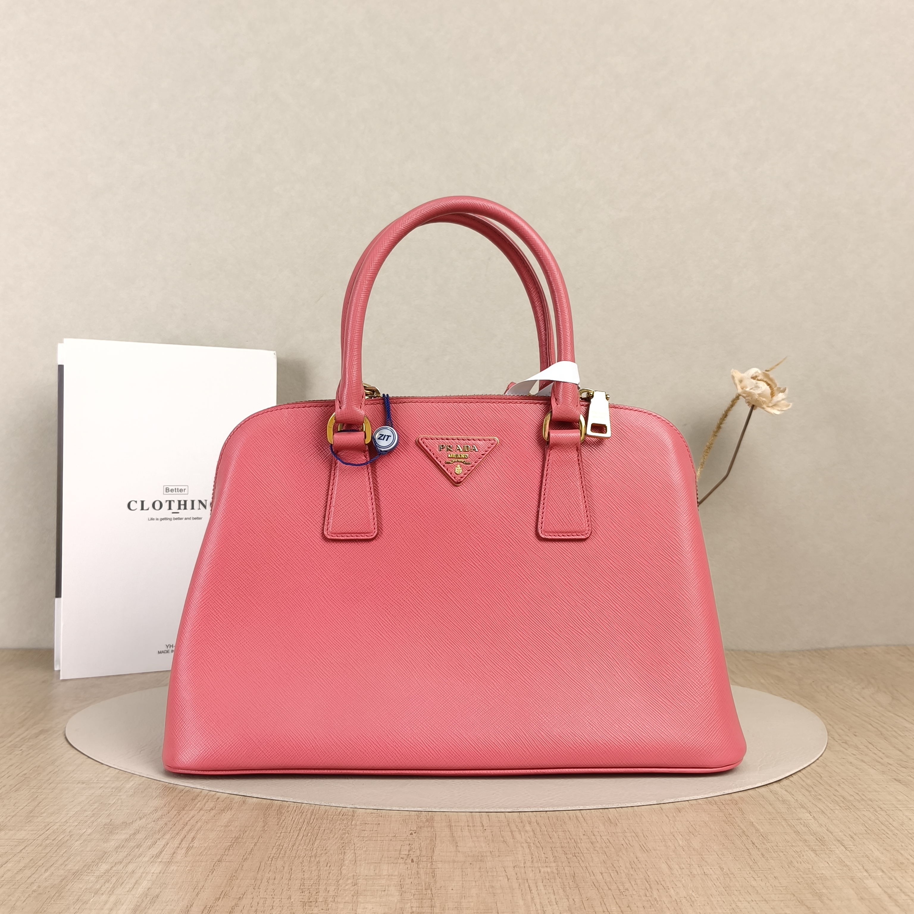 PRADA Top Handle Bag Promenade Dome Bag Calfskin Medium31 × 12.5 × 20 cm