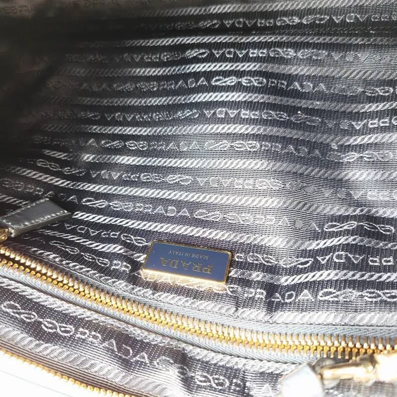 PRADA Shoulder Bag Bonnie Soft Lux Blue Waxed Leather Large 38 × 12 × 24 cm — detail view 6 of 11