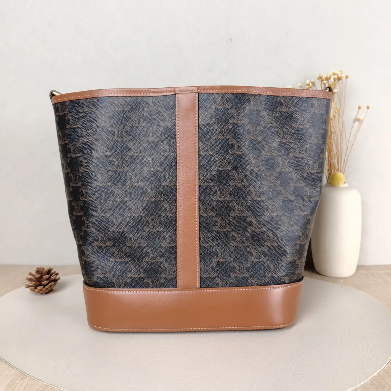CELINE Crossbody Bag Triomphe Bucket Bag Monogram PVC Medium 24 × 18 × 27 cm — cover view 5 of 5