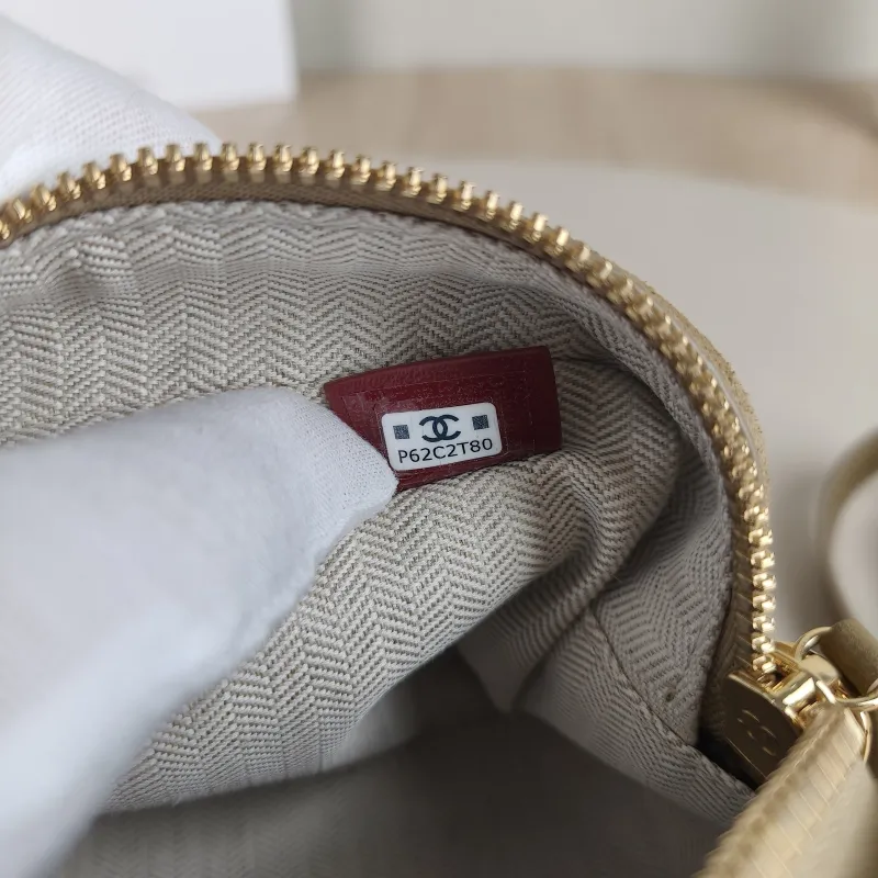 Chanel Crossbody Bag Bowling Bag Taupe Suede One Size 20 × 9 × 12 cm — detail view 12 of 12