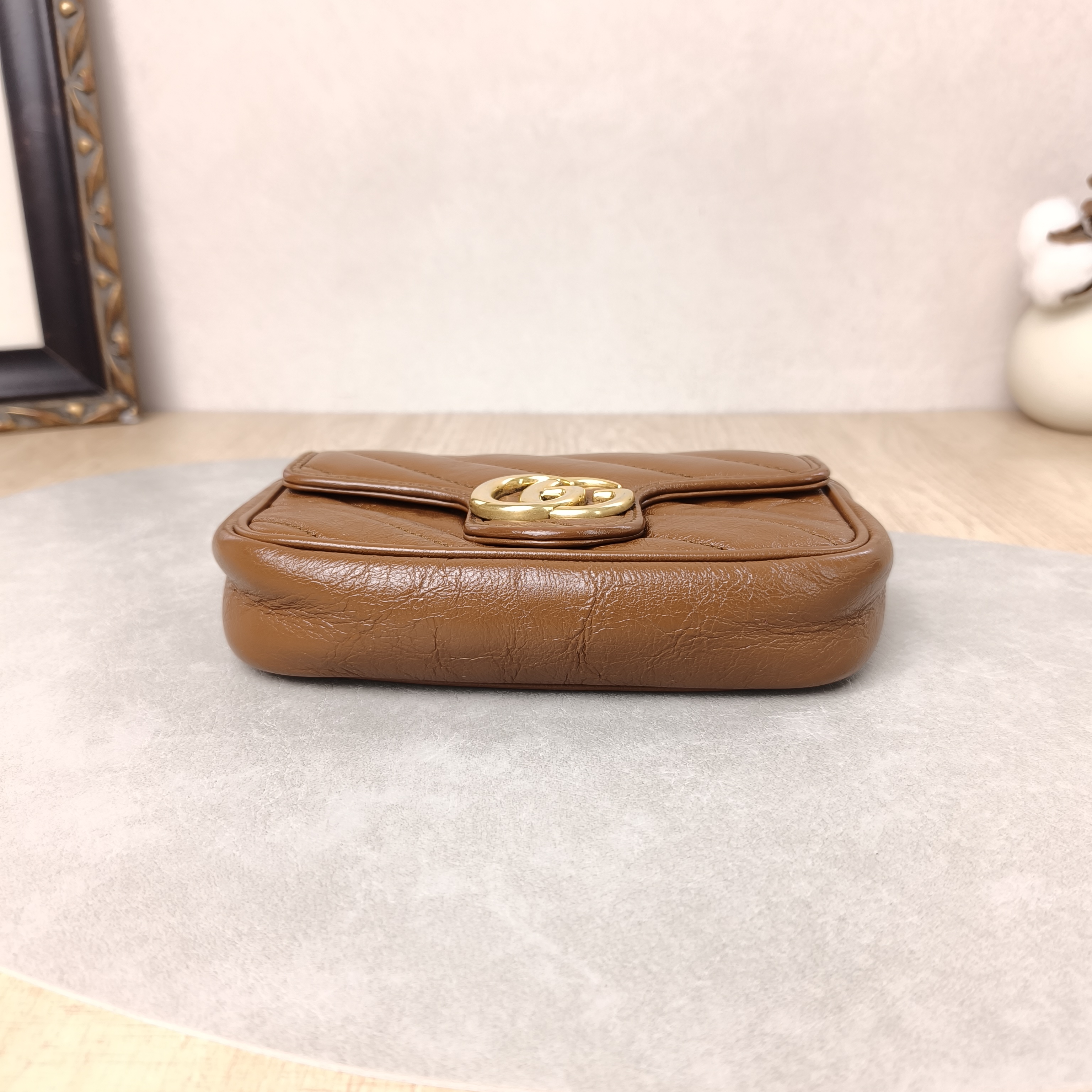 GUCCI Crossbody Bag GG Marmont Mini Marmont Mini Caramel Calfskin16.5 × 4.5 × 9.5 cm — cover view 3 of 5