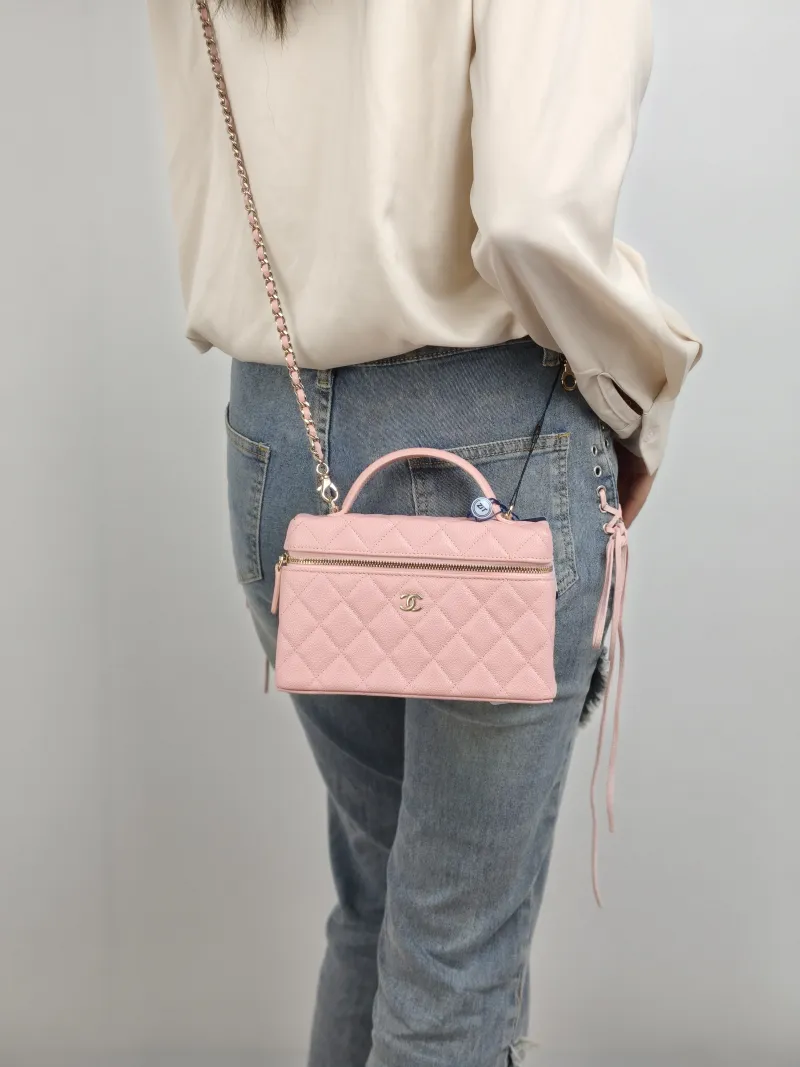 Chanel Crossbody Bag lp Box Bag Top Handle Crossbody Bag Pink Grained Calfskin 19 × 5 × 12 cm — on-model view 2 of 2