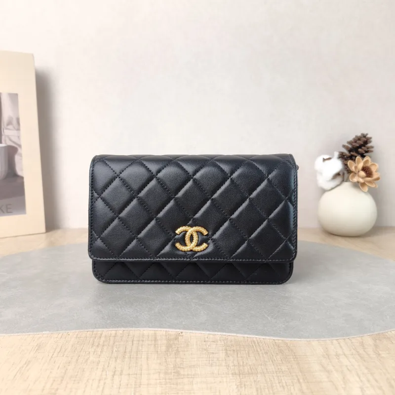 Chanel Crossbody Bag Classic Flap WOC CF WOCWOC Bag Black Grained Calfskin Mini 19.2 × 3.5 × 12.3 cm