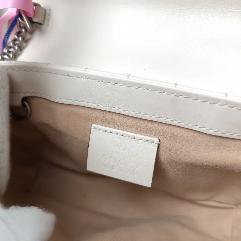 GUCCI Crossbody Bag GG Marmont Mini Marmont Mini White Calfskin Mini 16.5 × 4.5 × 9.5 cm — detail view 6 of 12