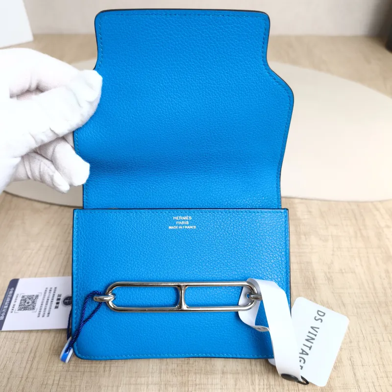 Hermès Wallet Roulis Slim Belt Bag Wallet Blue Evercolor Calfskinmini12.5 × 3 × 10.5 cm — detail view 8 of 11