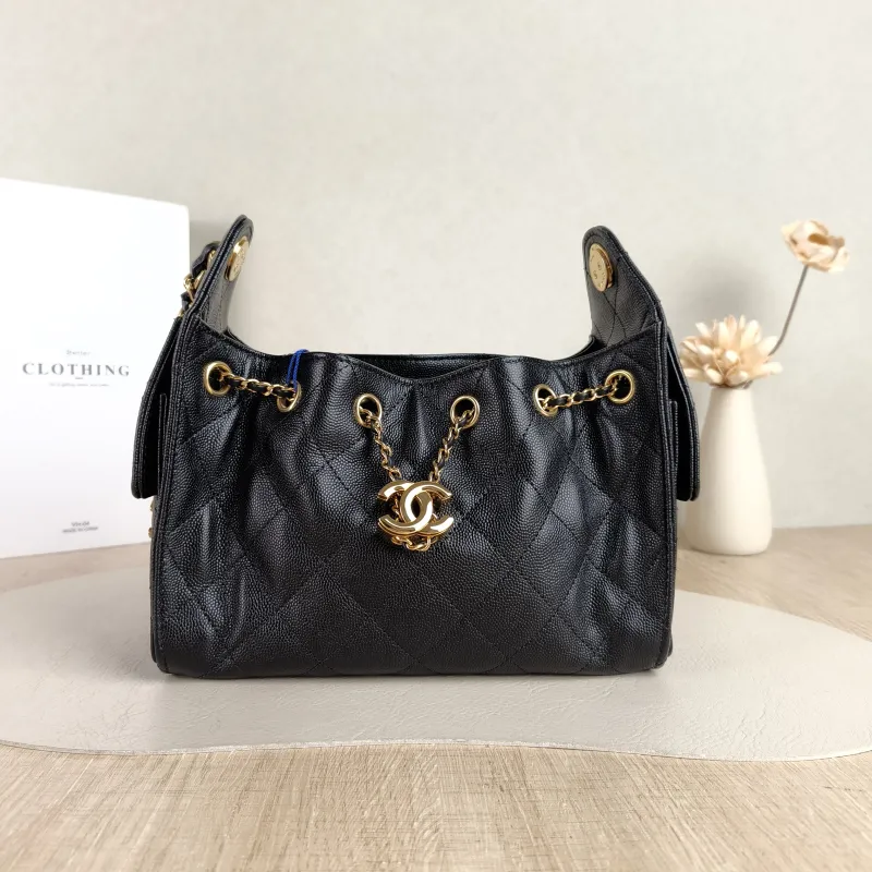 Chanel Shoulder Bag 25Bag Black Grained Calfskin Mini 20 × 12.5 × 22 cm