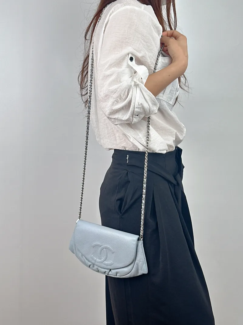 Chanel Crossbody Bag Crossbody Bag Blue Calfskin 24 × 6 × 14 cm 18 — on-model view 1 of 2