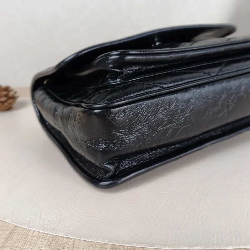 SAINT LAURENT Crossbody Bag Niki Black Waxed Leather Calfskin Small 21 × 7.5 × 16 cm — detail view 7 of 13