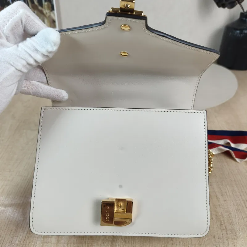 GUCCI Shoulder Bag Sylvie Shoulder Strap Edition White CC alfskin Mini 19 × 8 × 14 cm — detail view 2 of 13