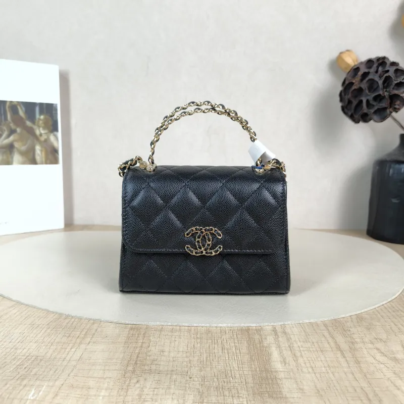 Chanel Crossbody Bag kelly Black Grained Calfskin nano 15 × 5 × 11 cm