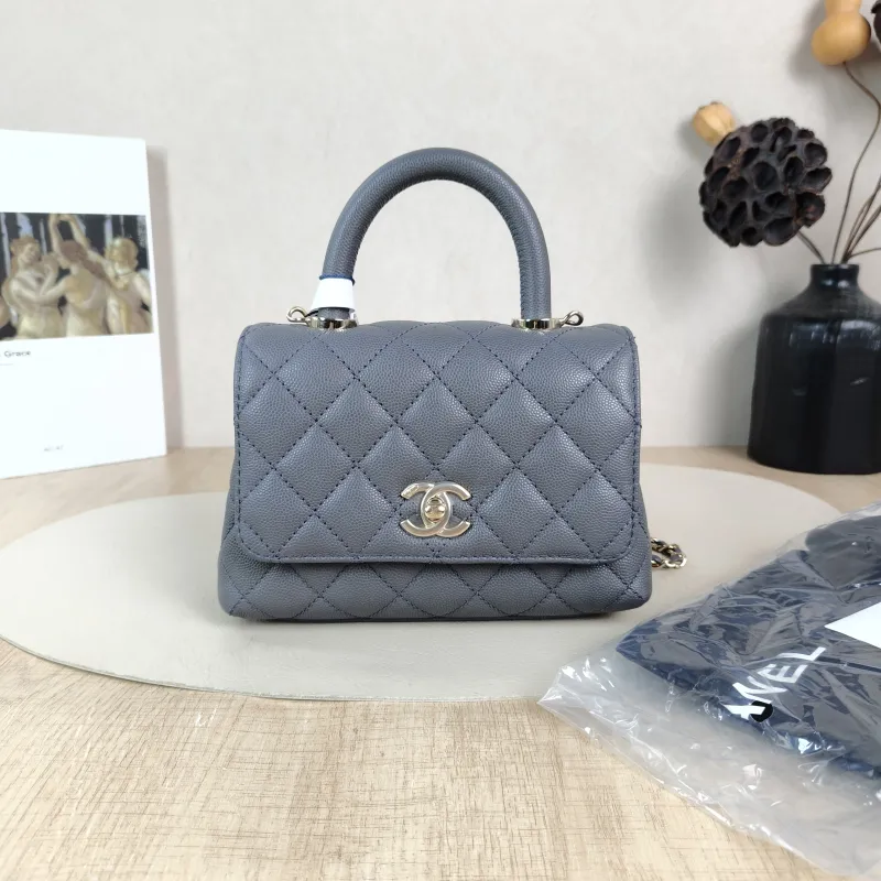 Chanel Crossbody Bag Coco Handle Dark Grey Grained Calfskin Mini 19 × 9 × 13 cm — cover view 4 of 6