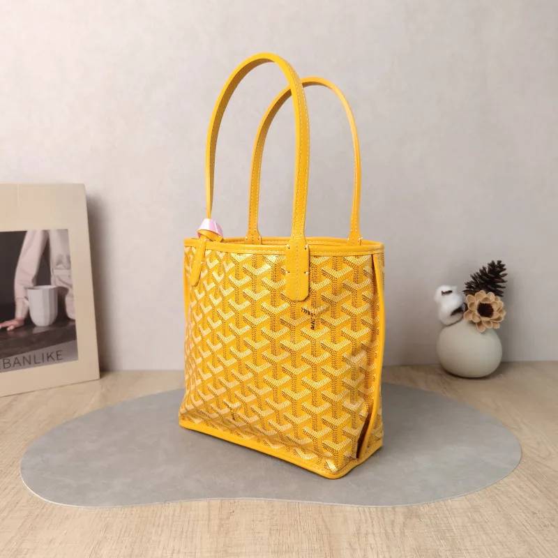 GOYARD Top Handle Bag ANJOU Shopping Tote Yellow PVC Mini 19.5 × 9 × 19.5 cm — cover view 3 of 5