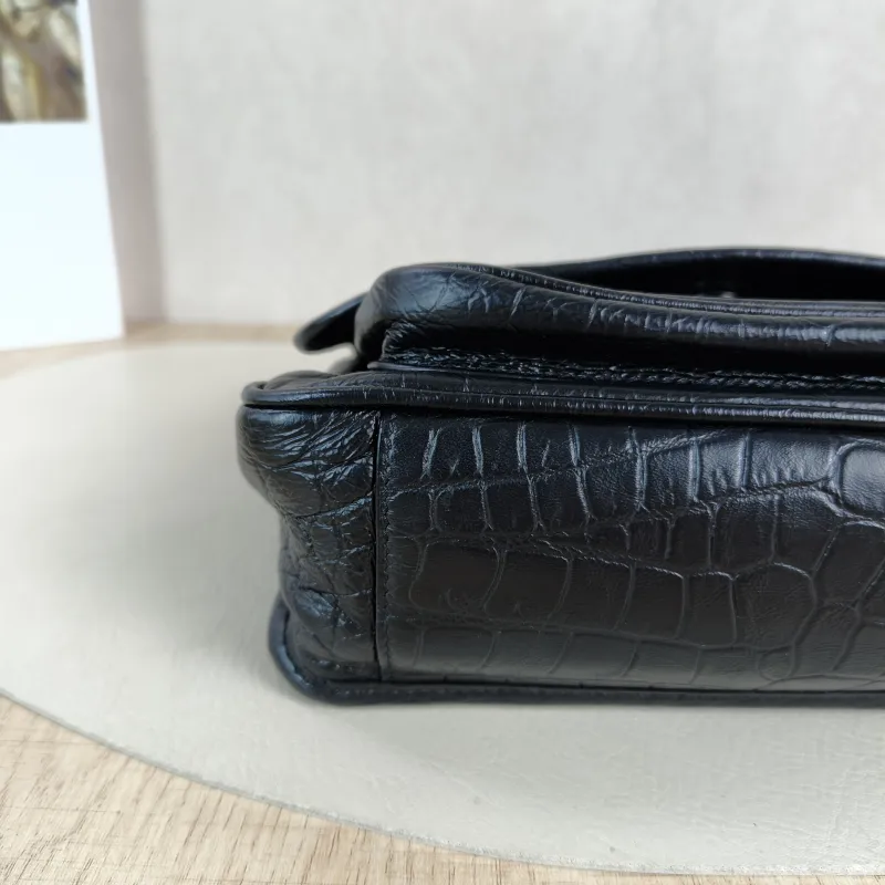 SAINT LAURENT Crossbody Bag Niki Black Waxed Leather Calfskin Small 21 × 7.5 × 16 cm — detail view 8 of 13