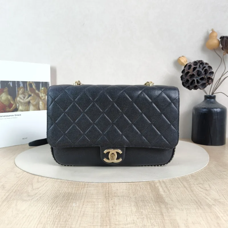 Chanel Crossbody Bag cf Collection Crossbody Bag Black Calfskin One Size 26 × 7 × 18 cm 24