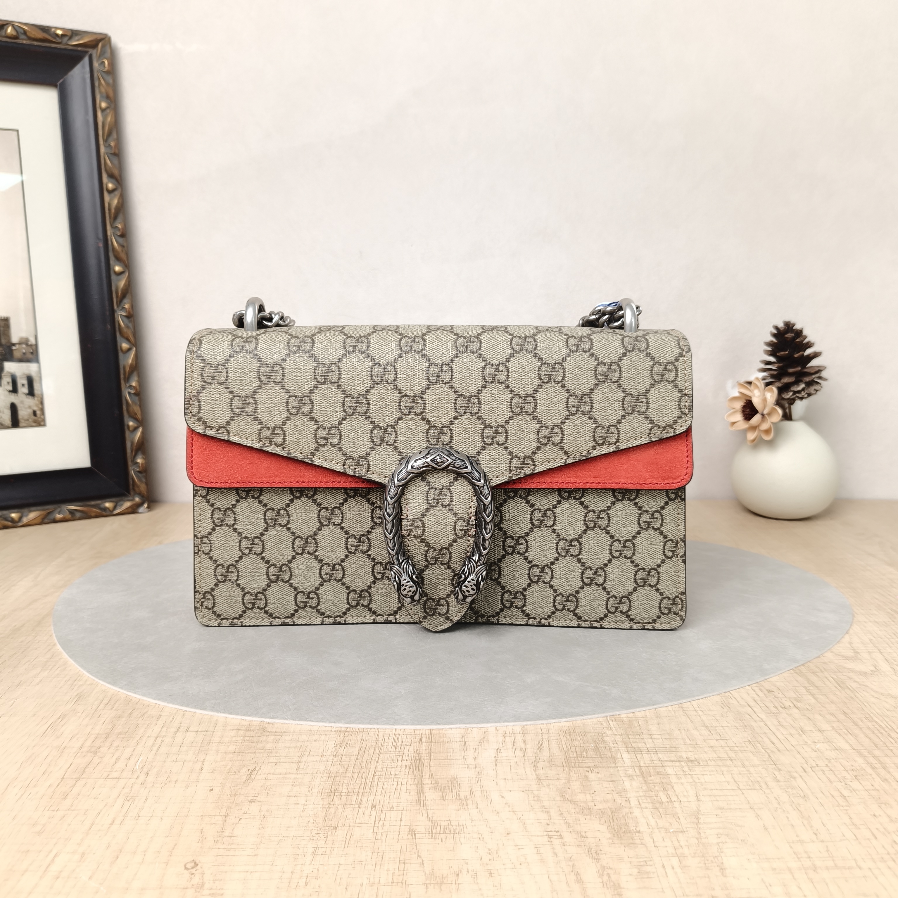 GUCCI Crossbody Bag Dionysus Monogram Red PVC Medium28 × 9 × 17 cm