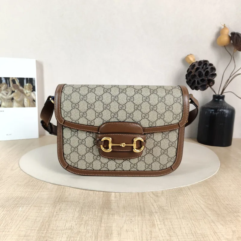 GUCCI Shoulder Bag Horsebit 1955 Horsebit Medium Monogram PVC Medium 25 × 8 × 18 cm