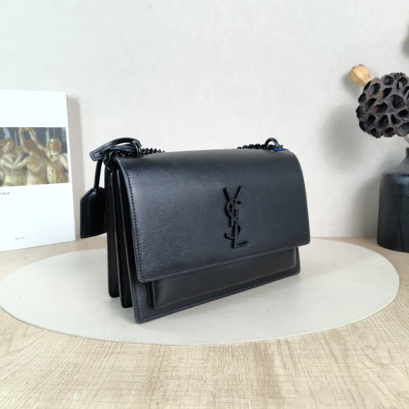 SAINT LAURENT Crossbody Bag SUNSET Black Calfskin Medium22 × 6.5 × 16 cm — cover view 3 of 6