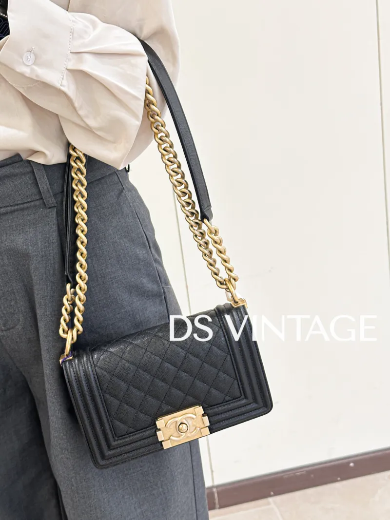 Chanel Crossbody Bag Le Boy​Black Grained Calfskin Small20.5 × 8.5 × 12 cm — on-model view 3 of 3