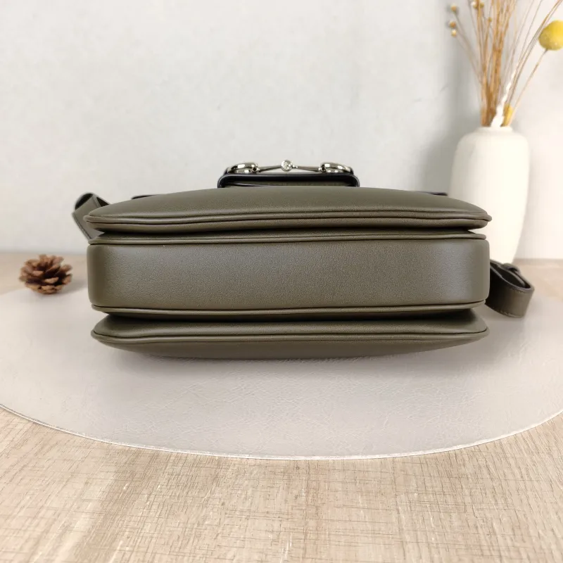 GUCCI Crossbody Bag Horsebit 1955 Horsebit Medium Green Calfskin Medium 25 × 8 × 18 cm — cover view 5 of 5