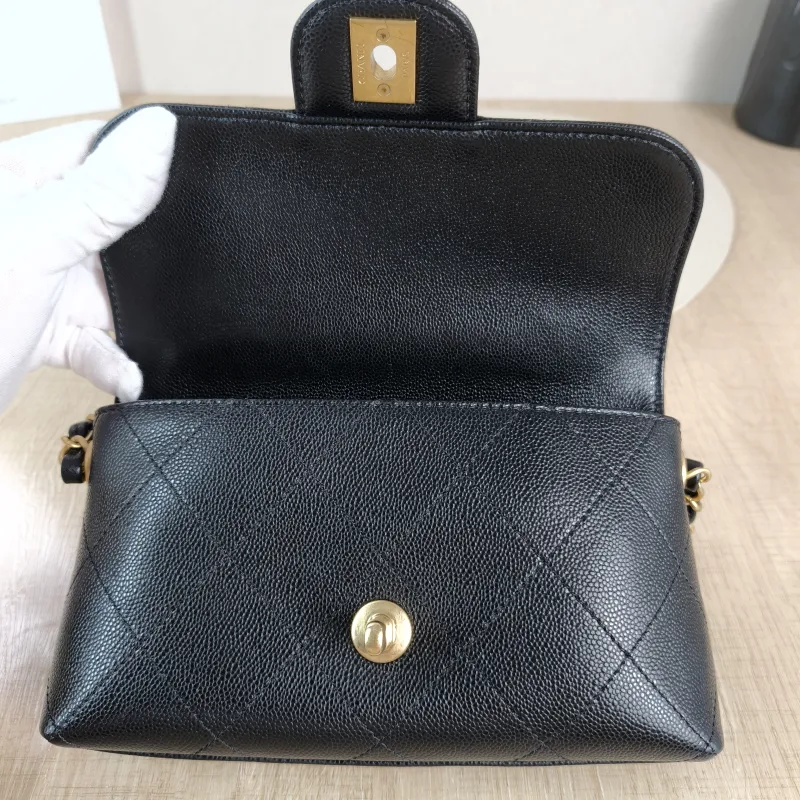 Chanel Crossbody Bag cf Collection Top Handle Bag Black Grained Calfskin One Size 20 × 5 × 13 cm — detail view 4 of 12