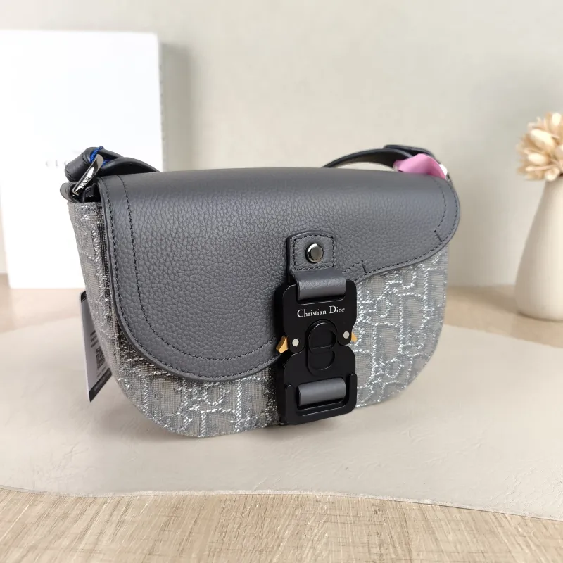DIOR Crossbody Bag Grey Canvas Mini 20 × 5.5 × 13.5 cm — cover view 2 of 5