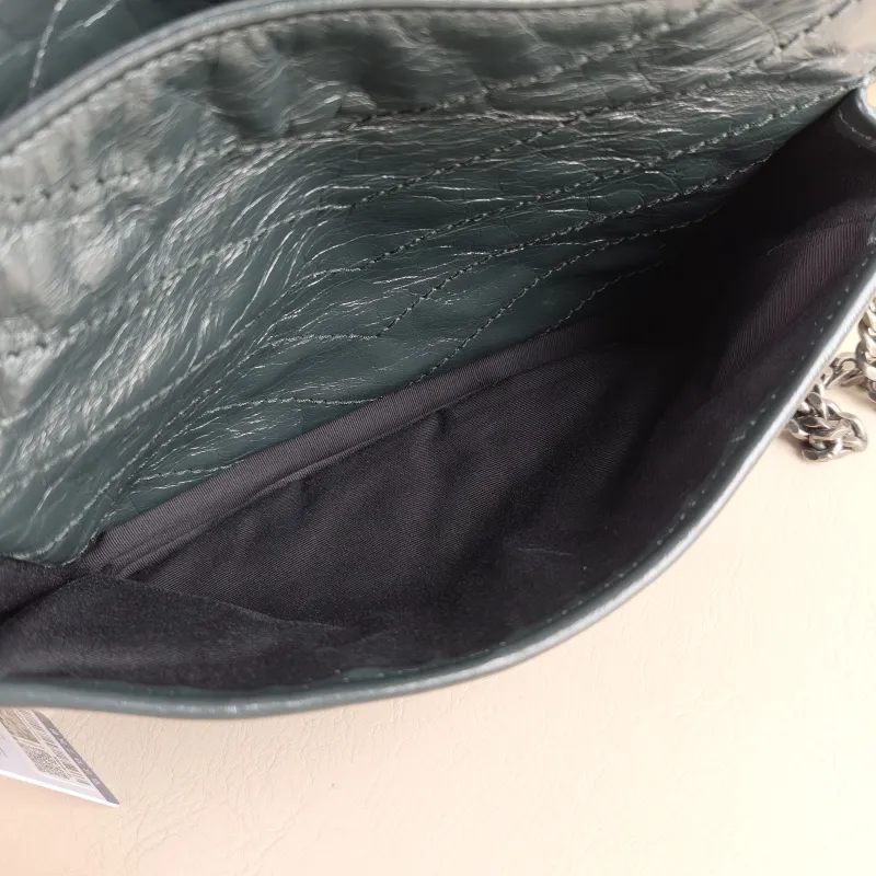 SAINT LAURENT Crossbody Bag Niki D Green Waxed Leather Medium 28 × 8.5 × 20 cm — detail view 2 of 13