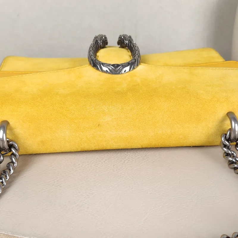 GUCCI Crossbody Bag Dionysus Yellow Suede Medium 28 × 9 × 17 cm — detail view 5 of 13