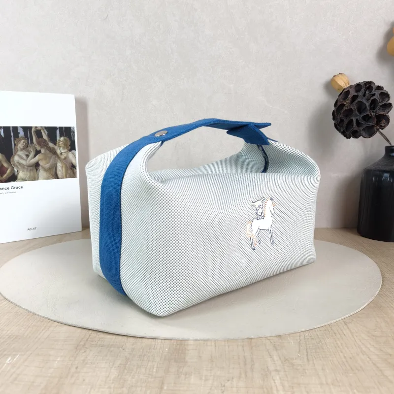 Hermès Top Handle Bag bride-a-brac Blue · White Large 25 × 15 × 21 cm — cover view 4 of 5