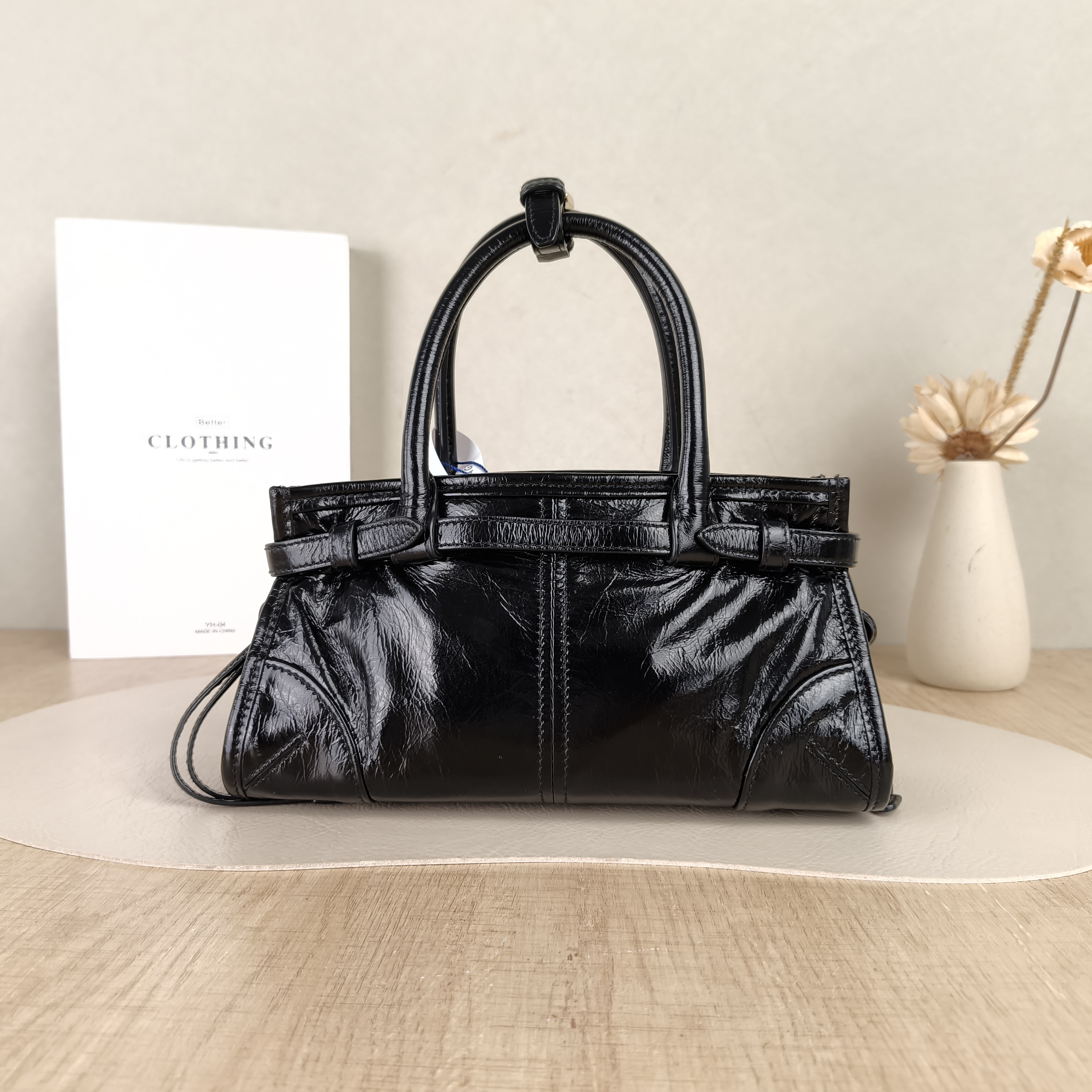PRADA Shoulder Bag Bonnie Soft Lux Black Waxed Leathermini23.5 × 9 × 12 cm — cover view 3 of 5