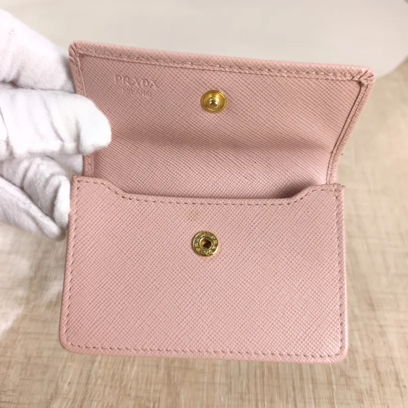 PRADA Wallet Cardholder Pink Calfskin 9.8 × 1.5 × 6.5 cm — detail view 7 of 8