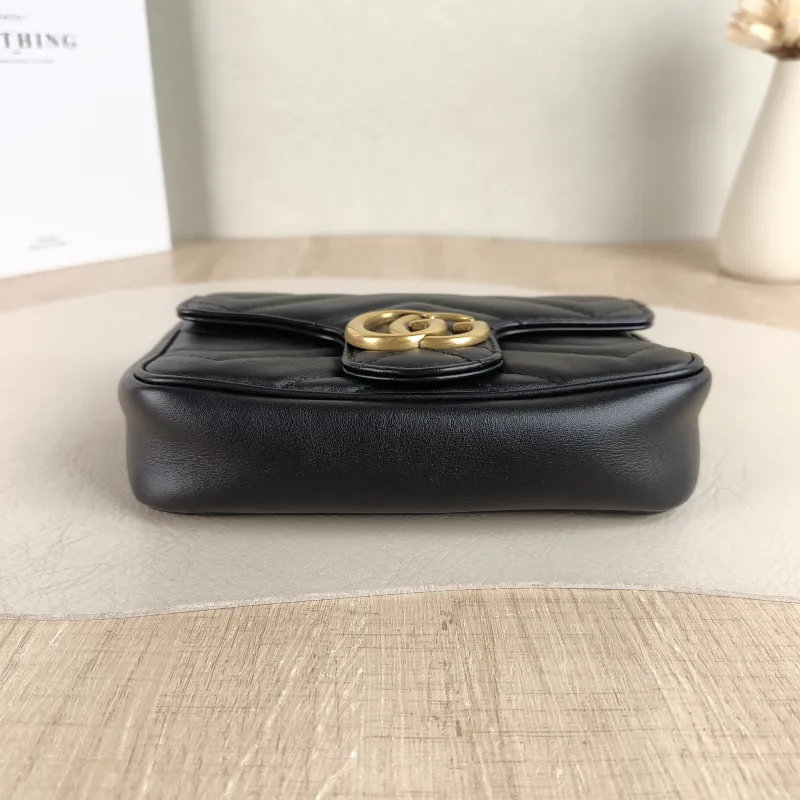 GUCCI Crossbody Bag GG Marmont Mini Marmont Mini Black Calfskin Mini 16.5 × 4.5 × 9.5 cm — cover view 2 of 5