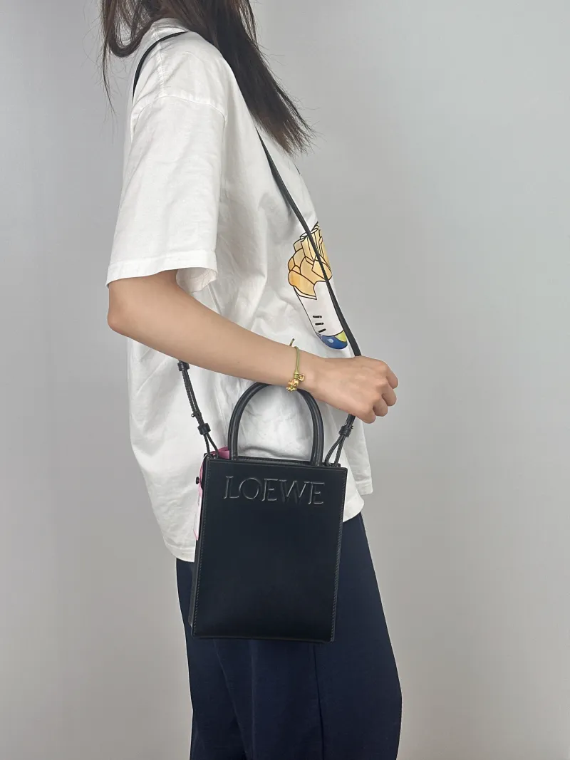 LOEWE Crossbody Bag A5 Tote Black Calfskin One Size17 × 6 × 21 cm — on-model view 3 of 3
