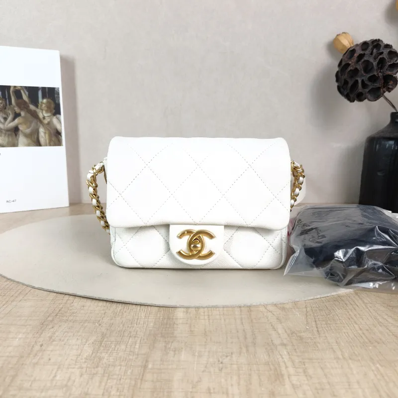 Chanel Crossbody Bag Classic Flap Mini CF Mini White Grained Calfskin Mini 17 × 6 × 12.5 cm — cover view 6 of 6