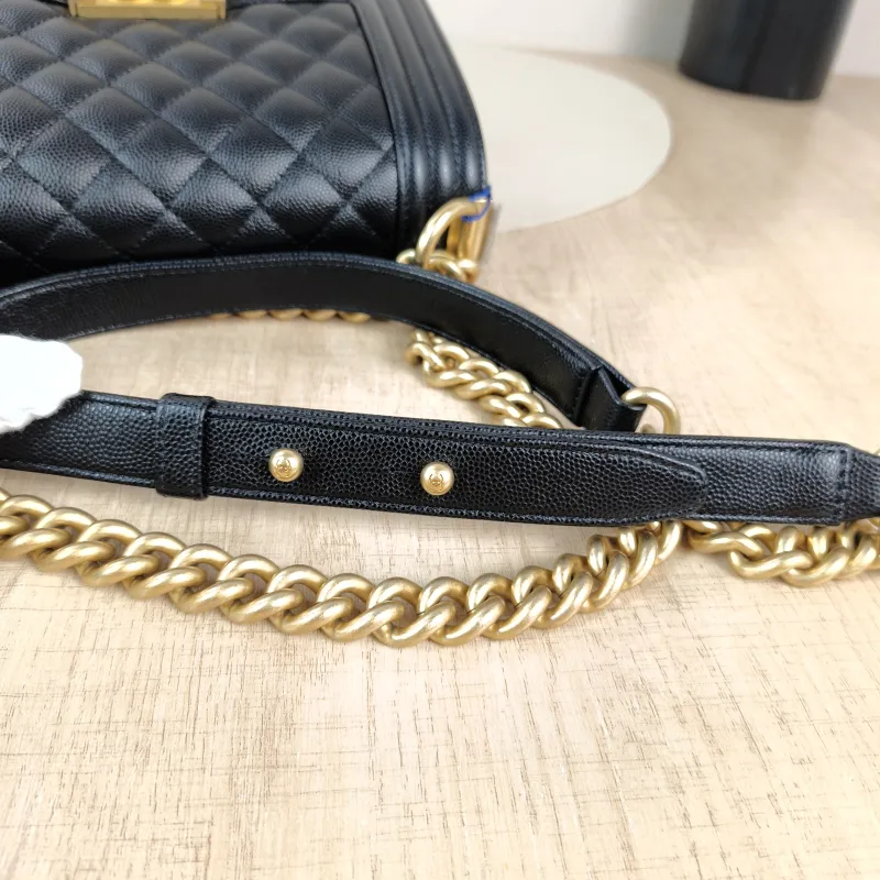 Chanel Crossbody Bag Le Boy​ Black Grained Calfskin Small 20.5 × 8.5 × 12 cm — detail view 10 of 11