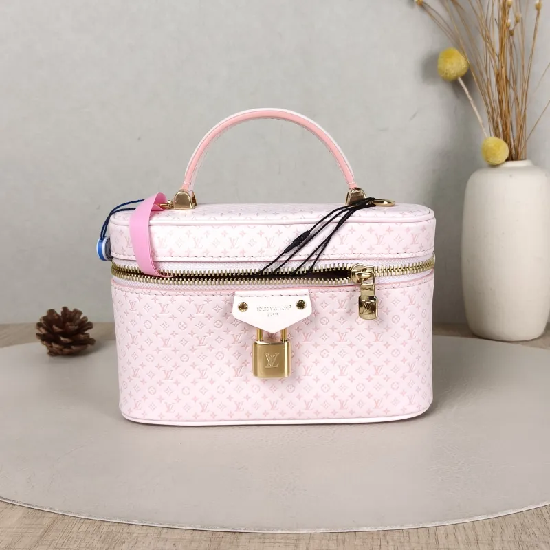 Louis Vuitton Shoulder Bag VANITY POUCH Cosmetic Bag Pink Calfskin One Size 19 × 6.5 × 11.5 cm