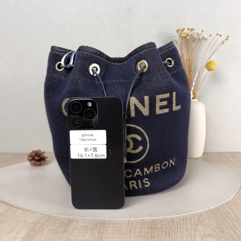 Chanel Shoulder Bag Bucket Bag Navy Gold Canvas 20 × 15 × 25 cm 28 — cover view 5 of 5