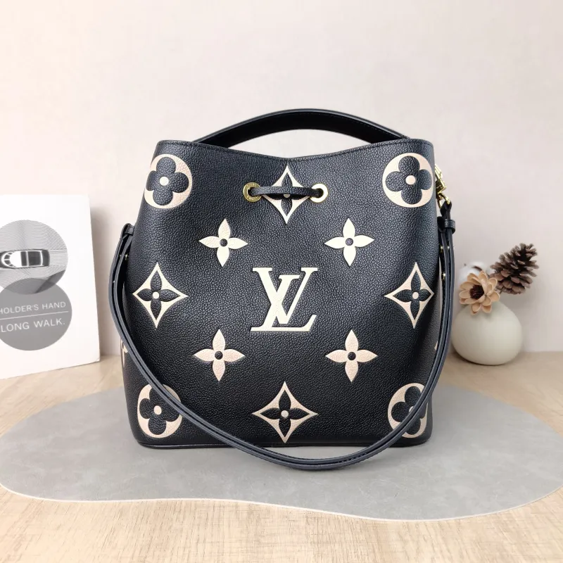 Louis Vuitton Shoulder Bag NÉONOÉ Bucket Bag Black · White Monogram Empreinte Embossed Calfskin Medium 26 × 17.5 × 26 cm — cover view 2 of 6