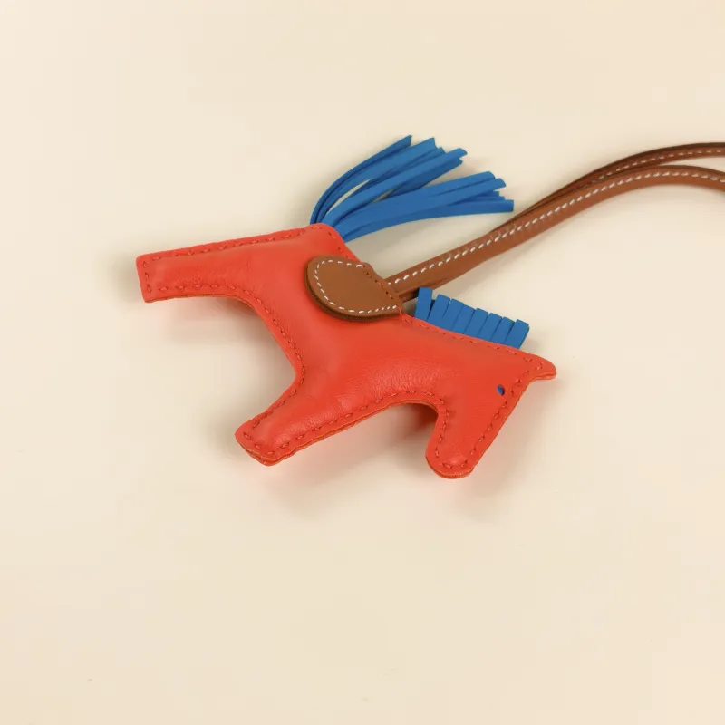 Hermès Charm Charm Red · Blue Lambskin Small — cover view 7 of 7