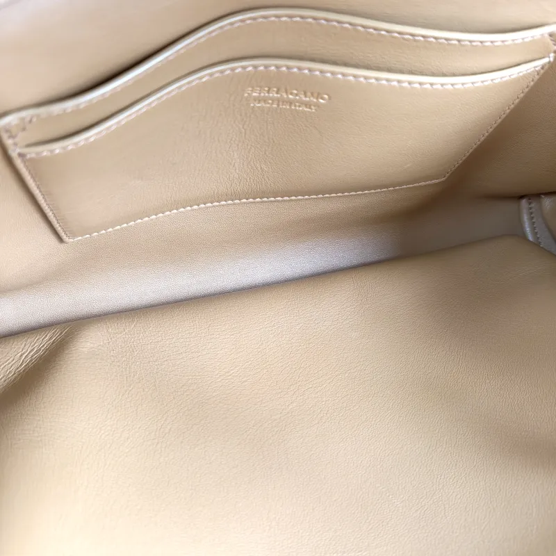 FERRAGAMO Top Handle Bag Tote Bag White Calfskin One Size33 × 15 × 23 cm — detail view 10 of 11