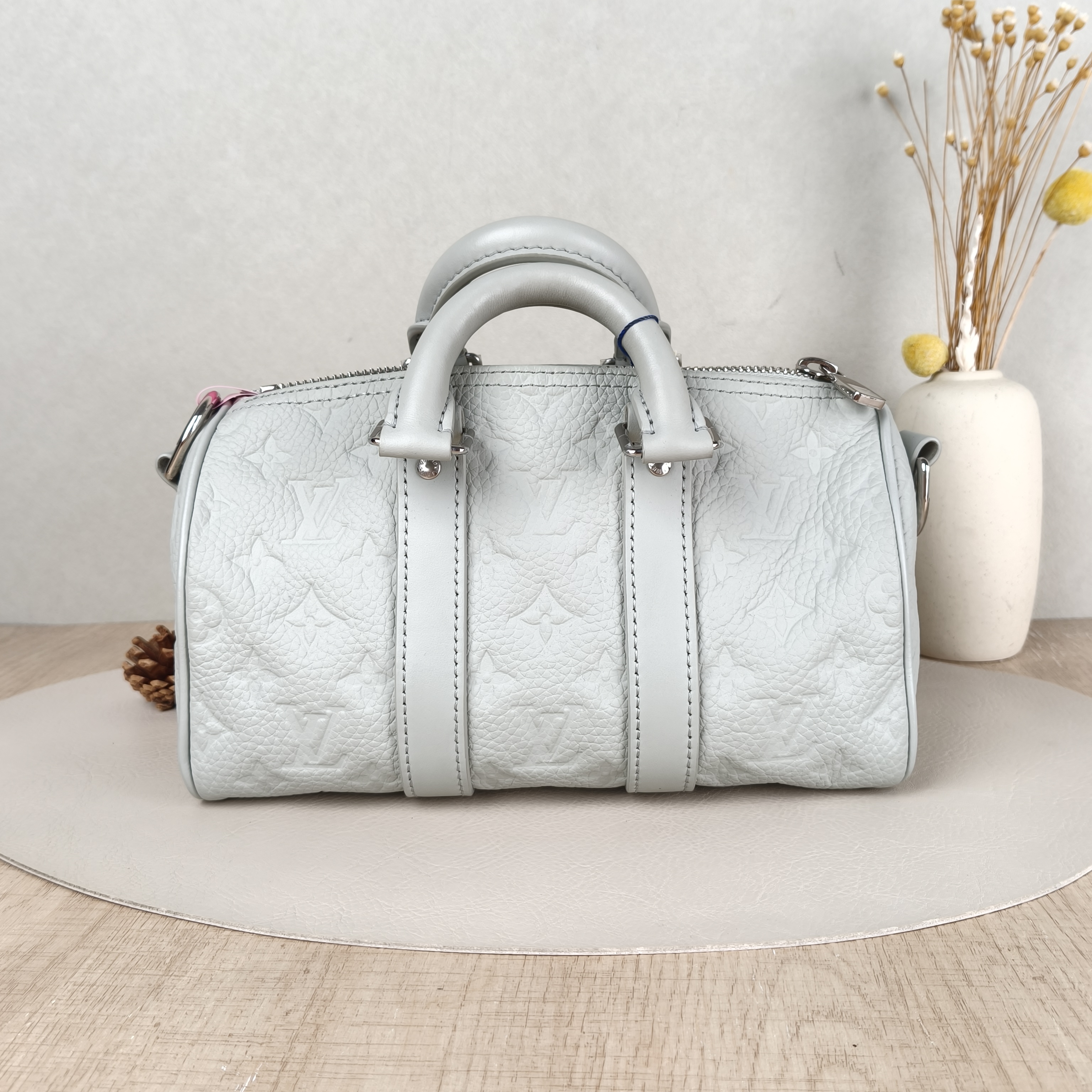 Louis Vuitton Crossbody Bag Keepall 25 Green Calfskin Medium25 × 11 × 15 cm