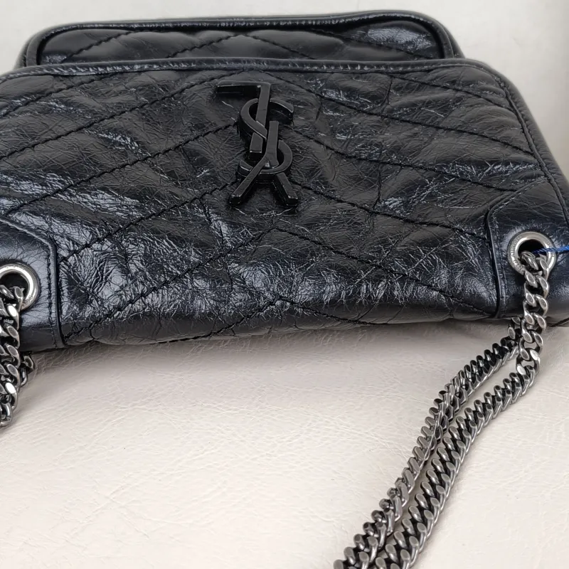 SAINT LAURENT Crossbody Bag Niki Black Waxed Leather Calfskin Small 21 × 7.5 × 16 cm — detail view 6 of 12