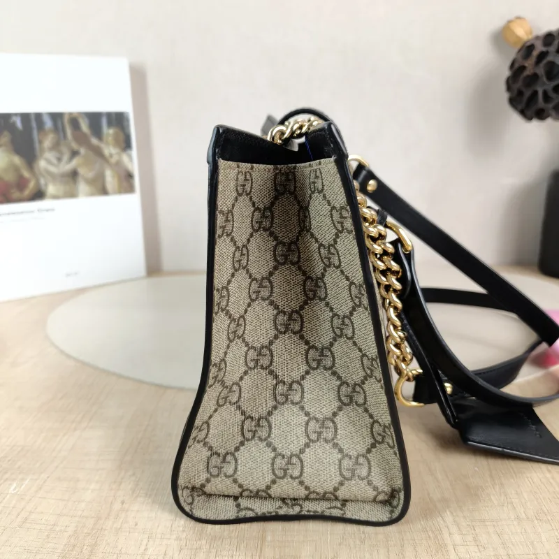 GUCCI Shoulder Bag Padlock Tote Black Monogram PVC Medium 26 × 10 × 18 cm — detail view 5 of 9