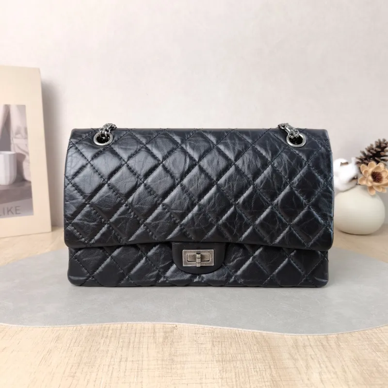 Chanel Shoulder Bag 2.55 Black Calfskin Medium 28 × 7.5 × 19.5 cm 27