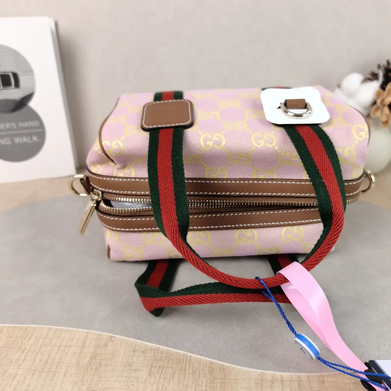 GUCCI Top Handle Bag Ophidia Pink Canvas One Size 20 × 12 × 13 cm — detail view 9 of 12