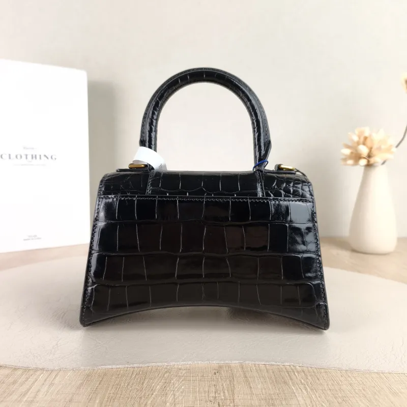 BALENCIAGA Crossbody Bag Hourglass Hourglass Bag Black CC alfskin Mini 19 × 8 × 13 cm — cover view 3 of 5