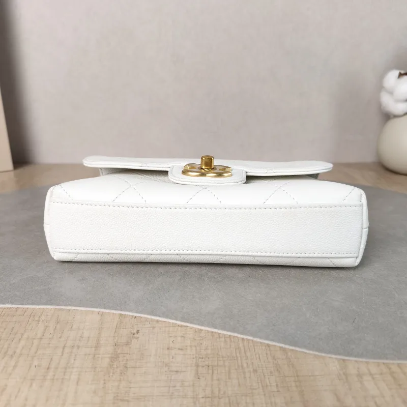 Chanel Crossbody Bag 25k cf Collection Top Handle Bag White Gold Grained Calfskin One Size 20 × 5 × 13 cm — cover view 4 of 5